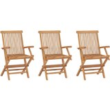 Maison Chic Zložljivi Vrtni Stoli - Stol za vrti 3 kosi trdna tikovina JS2809, (21875734) | Shoptok.si