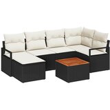 vidaXL Vrtna sedežna garnitura z blazino 7 pcs Črna poli ratan, (5000153348) | Shoptok.si