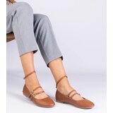 Gemre Brown eco-leather ballet flats with buckles Vitoldora Cijene