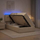  LED krevet za pohranu s madracem Krem 90 x 200 cm Tkanina | shoptok.hr