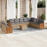 vidaXL 11-dijelni set vrtnih sofa od poliratana s jastucima bež | shoptok.hr
