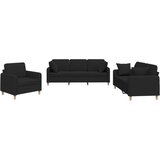 Maison Chic Sedežna garnitura - kavč 3-delna z vzglavniki črno blago, (21728561) | Shoptok.si