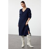Trendyol Navy Blue Maxi Knitwear V-Neck Dress | shoptok.hr