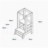 MeowBaby Lesena učna stolpica ® Montessori, bela s naravnimi elementi brez plošče, (20734359) | Shoptok.si