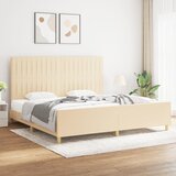  The Living Store Posteljni okvir z vzglavjem krem 200x200 cm blago - Posteljni Okvir Z Vzglavjem, (21529501) Cene