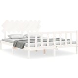 The Living Store Posteljni okvir z vzglavjem bel 160x200 cm trden les - Posteljni Okvir, (21524316) | Shoptok.si
