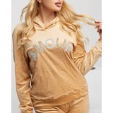 Resti Women's beige sweatshirt set with an inscription and crystals - Clothing | Shoptok.si