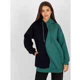 Fashion Hunters Black and green women's basic hoodie RUE PARIS Cene