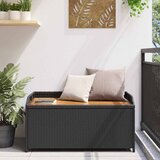  Klupa za pohranu crna 100x50x52 cm poliratan i bagremovo drvo | shoptok.hr