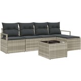  Set vrtnih kavčev s blazinami 6 kosov svetlo ratan | Shoptok.si