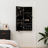  Zidni ormarić za nakit s ogledalom crni 37,5 x 10 x 106 cm | shoptok.hr