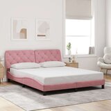 vidaXL Posteljni okvir z LED lučkami roza 160x200 cm žamet | Shoptok.si
