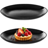 KADAX Desertni krožnik 19 cm, krožniki za torto, črno reliefno, opalno steklo, ravno, (5000355381) | Shoptok.si