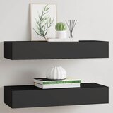  Zidne police s ladicom 2 kom crne 60 x 23,5 x 10 cm MDF | Eponuda.com