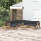  Sedežna garnitura 12-delna temno sive blazine bambus | Shoptok.si