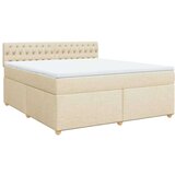 vidaXL Box spring postelja z vzmetnico krem 180x200 cm blago, (21305065) | Shoptok.si