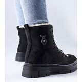 Gemre Pompei insulated black ankle boots made of eco-suede | ePonuda.com