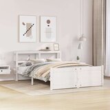 vidaXL Posteljni okvir z vzglavjem bel 120x200 cm trdna borovina, (21304016) | Shoptok.si