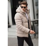 Madmext Stone Color High Neck Men's Hooded Down Coat 6805 Cene