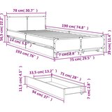  Okvir kreveta s ladicama boja hrasta sonome 75x190 cm drveni | shoptok.hr