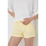 Pepe Jeans Pamučne kratke hlače Balboa Short za žene, boja: žuta, glatki materijal, srednje visoki struk