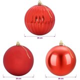  Set božićnih kuglica XXL 3 kom. Crvena Ø 25 cm Plastika - Crvena Ø 25 cm (3 kom) | shoptok.hr