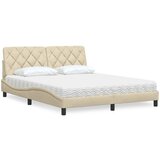 vidaXL Krevet s madracem krem 160x200 cm od tkanine Cijene