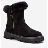 Kesi Women's suede ankle boots with fur, black Extinguishing agents Cene