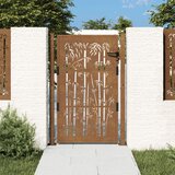 vidaXL Vrtna vrata 105x130 cm Corten jeklo dizajn bambusa Cene