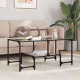 vidaXL Stolić za kavu s crnom staklenom površinom 98,5x50x45 cm čelik | shoptok.hr