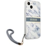 Guess GUHCP13MKMABBL za iPhone 13 6.1 - moder marmor silikonski ovitek s sivo zapestnico Cene