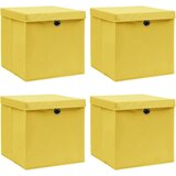  Kutije za pohranu s poklopcima 4 kom žute 32x32x32 cm tkanina | shoptok.hr