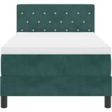 vidaXL Box Spring Krevet s Madracem & LED Tamno Zelena 90x190 cm Baršun | shoptok.hr