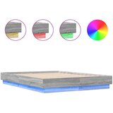 Maison Chic Posteljni okvir - Dvoposteljna postelja - Zakonska postelja z LED diodami siva sonoma 120x190 cm, (21694160) Cene