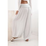 Kesi Włoski Women's viscose trousers with wide leg and ruffles grey | Shoptok.si