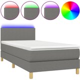 vidaXL Box spring postelja z vzmetnico LED temno siva 90x190 cm blago, (20789469) Cene
