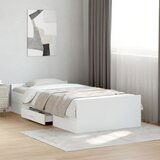 Maison Chic Posteljni okvir - Enojna postelja - Postelja za odrasle s predali bel 75x190 cm inženirski les, (21696383) | Shoptok.si