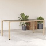  Vrtni stol sa staklenom pločom bež 190x90x75 cm poliratan | shoptok.hr