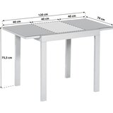 Gardenson Raztegljiva Vrtna Miza Ambia, Steklo, Aluminij, 80-120x70 | Shoptok.si