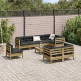  9-dijelni set vrtnih sofa s jastucima od impregnirane borovine Smeđa | Shoptok.si