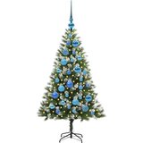 vidaXL Umjetna jelka s pantenom i pahuljicama Zelena i bijela 120 cm | shoptok.hr