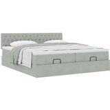 vidaXL Otomanski posteljni okvir z vzmetnicami siv 160x200 cm žamet | Shoptok.si