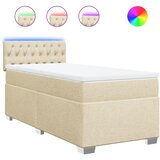  Okvir kreveta s oprugama i madrac krem 80x200 cm od tkanine | shoptok.hr