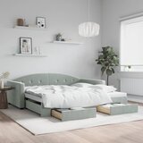 vidaXL Izvlečna dnevna postelja s predali svetlo siva 100x200 cm žamet Cene