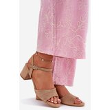 EVENTO Eco Suede Classic Women's Heeled Sandals Beige Zarnella | shoptok.hr