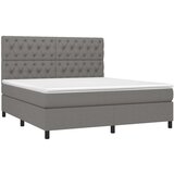  Box spring postelja z vzmetnico LED temno siva 160x200 cm blago, (20789222) | Shoptok.si
