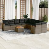 vidaXL 11-dijelni set vrtnih sofa od poliratana s jastucima sivi | shoptok.hr
