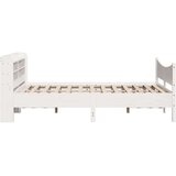 vidaXL Posteljni okvir z vzglavjem bel 160x200 cm trdna borovina | Shoptok.si