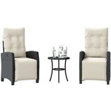  3-dijelni bistro set s jastucima crni od poliratana - Crna i krem 1 | shoptok.hr