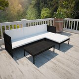 The Living Store Vrtna sedežna garnitura z blazinami 3-delna poli ratan črna - Vrtni Kavč, (21425165) Cene